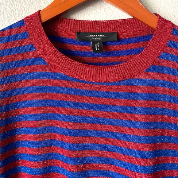 Weekend Max Mara Striped Shimmer Crewneck Sweater Small/Medium Lightweight - Picture 14 of 16